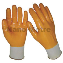 NMSAFETY malha nylon totalmente revestido amarelo nitrilo granel luvas para produtos químicos